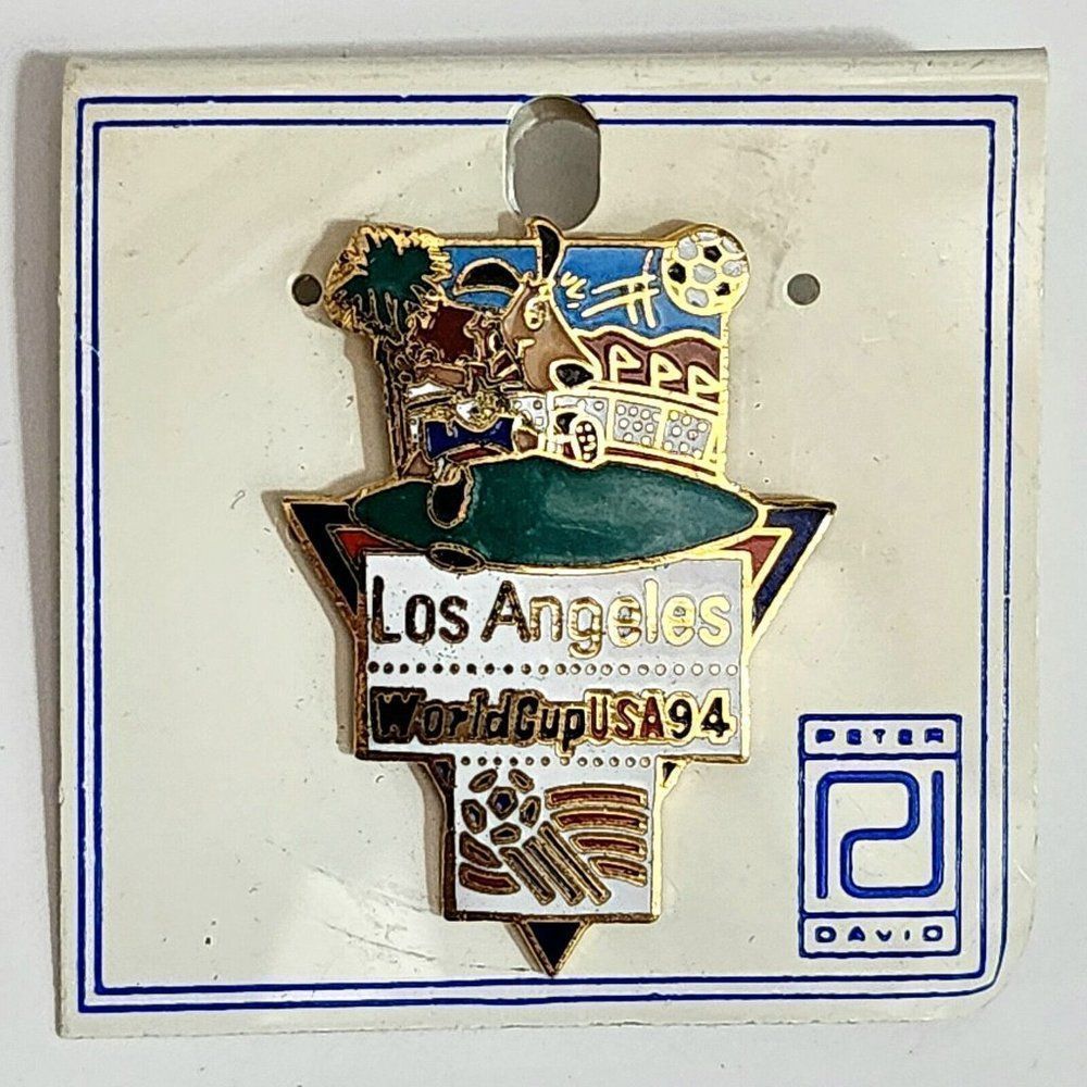 1994 World Cup FIFA Soccer Pin Los Angeles Mascot Pinback Enamel Peter Davis Pin